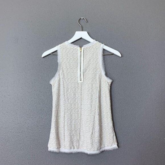 Anthropologie {Postmark} Textured Swing Tank Top sz XS Chiffon Trim White/Cream - Picture 7 of 11